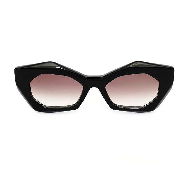 Óculos de Sol Gustavo Eyewear G92 1 preto com lentes marrom degrade.
