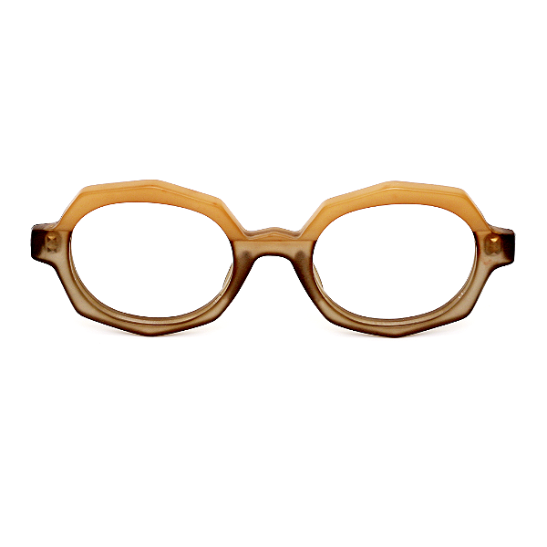 Óculos de Grau Gustavo Eyewear G121 2 Doce de Leite e fumê. Hastes marrom. Doce de Leite