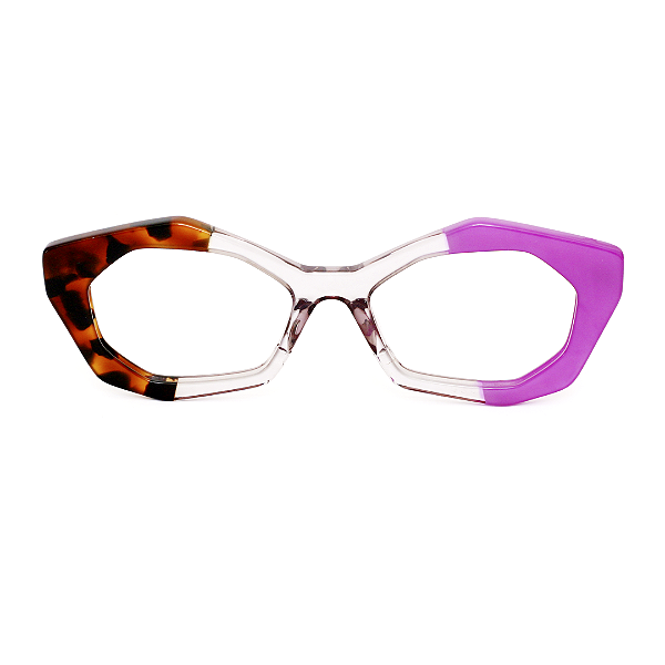G53 13 em Animal Print, fumê e violeta. Hastes Animal Print e violeta. Clássico
