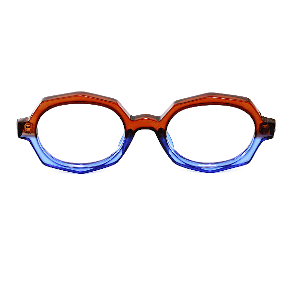 Óculos de Grau Gustavo Eyewear G121 4 em marrom e azul. Hates marrom.