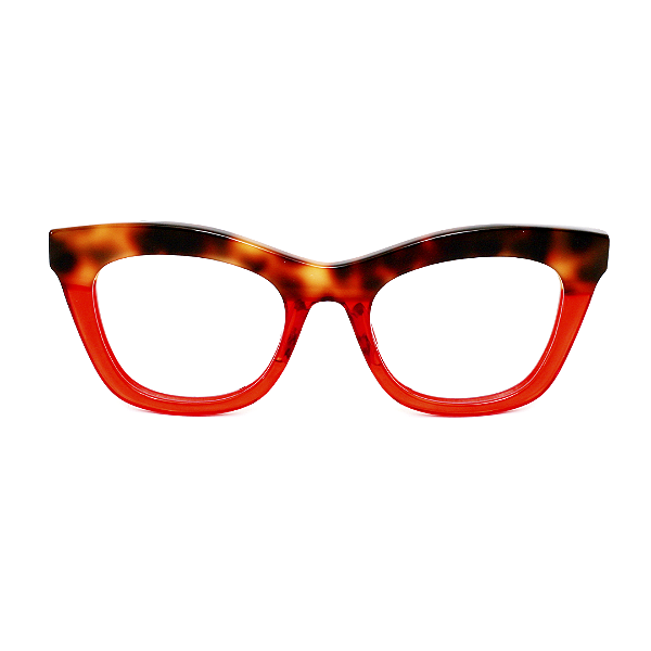 Óculos de Grau Gustavo Eyewear G69 1 em Animal Print e vermelho. Hastes Animal Print.