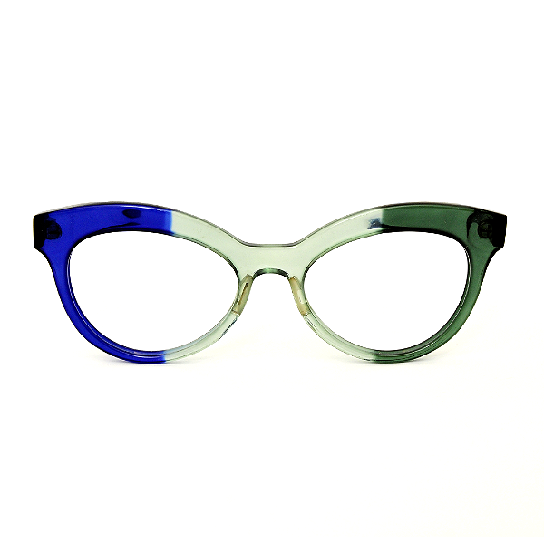 Óculos de Grau Gustavo Eyewer G38 6 azul, acqua e verde. Hastes azuis.