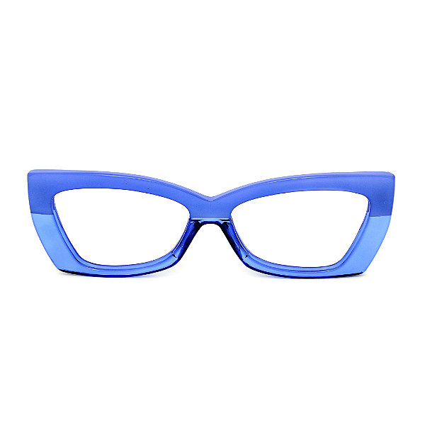 Óculos de Grau Gustavo Eyewear G81 4 Azul com hastes pretas.