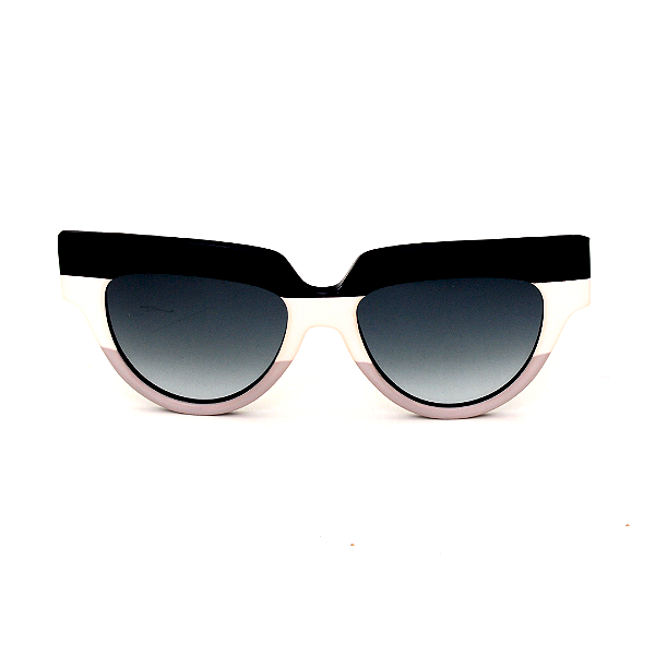 Óculos de Sol Gustavo Eyewear G40 1 Preto, branco e cinza. Lentes cinza degrade.