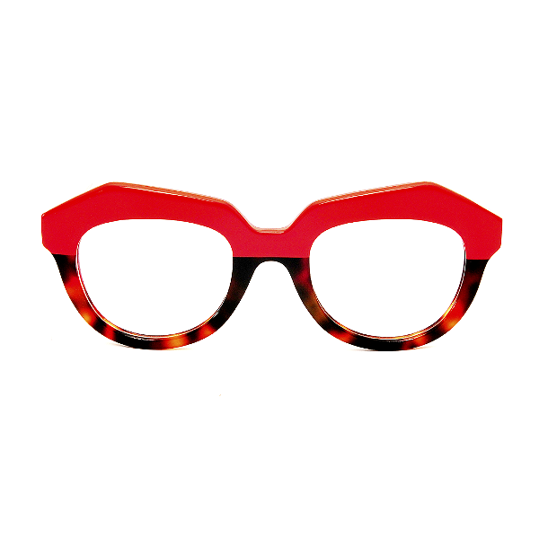 Óculos de Grau Gustavo Eyewear G37 3 em animal print e vermelho. Clássico