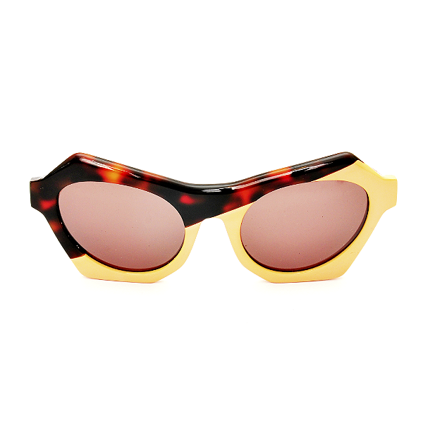 Óculos de Sol Gustavo Eyewear G138 4 Animal Print e nude, hastes Animal Print e lentes marrom degrade. Clássico