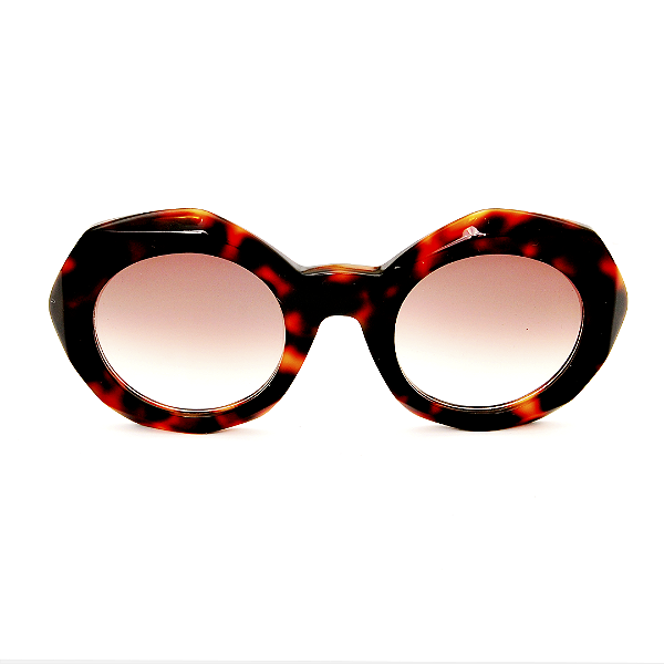 Óculos de Sol Gustavo Eyewear G90 2 Animal Print com lentes marrom degrade. Clássico
