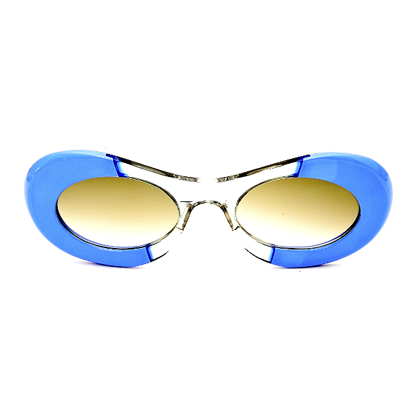 Óculos de sol Gustavo Eyewear G89 3 Azul e fumê, hastes azuis e lentes cinza degrade.