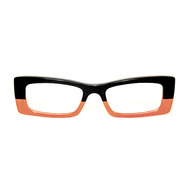 Óculos de Grau Gustavo Eyewear G35 4 preto e laranja. Hastes pretas. Black November