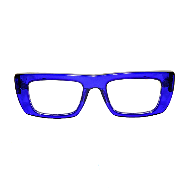 Óculos de Grau Gustavo Eyewear G80 4 Azul com hastes pretas.