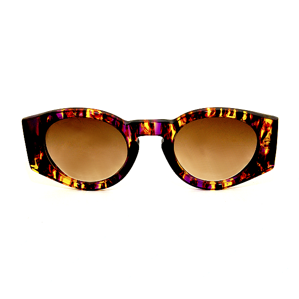 Óculos de Sol Gustavo Eyewear G02 1 Animal Print multicolor. Hastes pretas e lentes marrom degrade. Black November