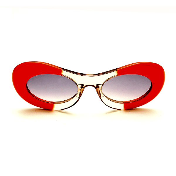 Óculos de sol Gustavo Eyewear G89 5 Laranja e fumê. Hastes fumê e lentes cinza degrade. Black November.