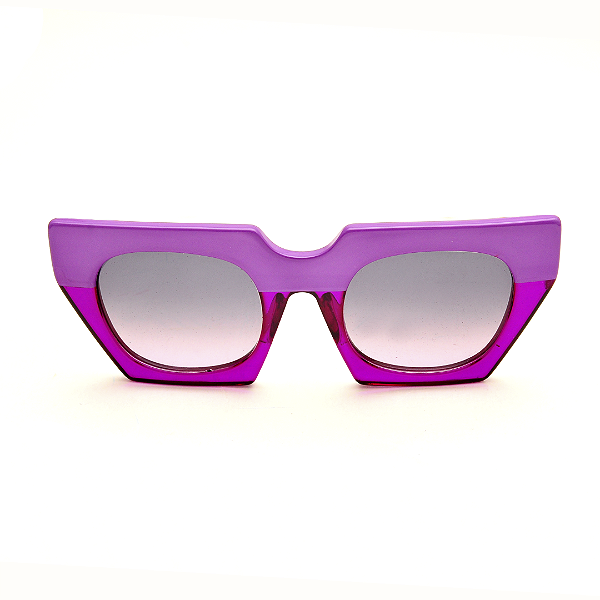 Óculos de Sol Gustavo Eyewear G137 2 Lilás e violeta, hastes Animal Print e lentes cinza degrade. Black November.