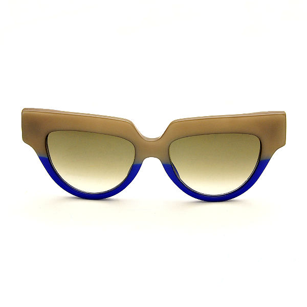 Óculos de Sol Gustavo Eyewear G40 2 Azul e nude. Hastes azuis e lentes marrom. Black November.