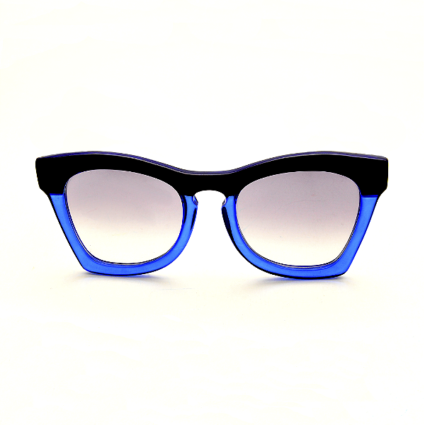 Óculos de Sol Gustavo Eyewear G75 3 Preto e azul. Hastes pretas e lentes cinza. Black November.