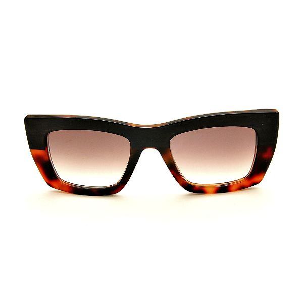 Óculos de Sol Gustavo Eyewear G79 5 Animal Print e preto. Hastes Animal Print e lentes marrom degrade. Clássico. Black November.