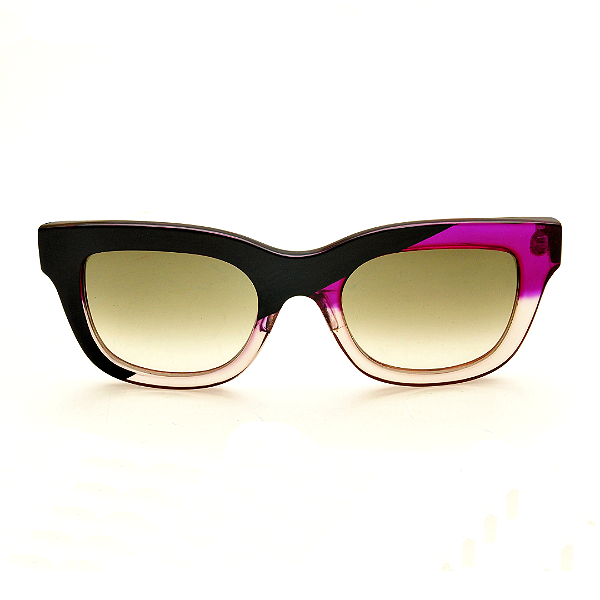 Óculos de Sol Gustavo Eyewear G57 3 Preto, âmbar e violeta. Hastes pretas e violeta. Lentes marrom. Black November.