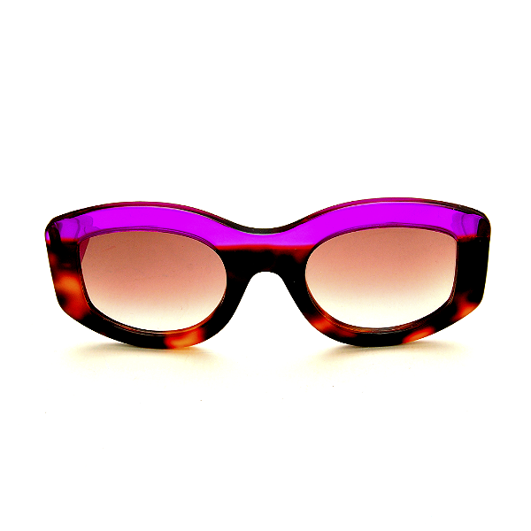Óculos de Sol Gustavo Eyewear G60 2 Animal Print e violeta. Hastes violeta e lentes moarrom. Clássico. Black November.