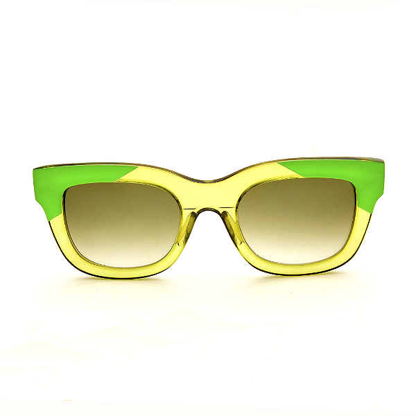 Óculos de Sol Gustavo Eyewear G58 5 Verde e âmbar. Hastes pretas e lentes marrom. Black November.