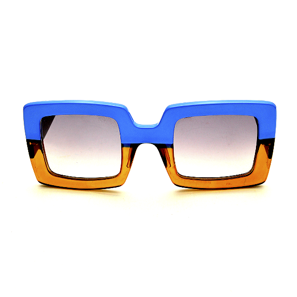 Óculos de Sol Gustavo Eyewear G01 11 Azul e âmbar. Hastes pretas e lentes marrom. Black November.