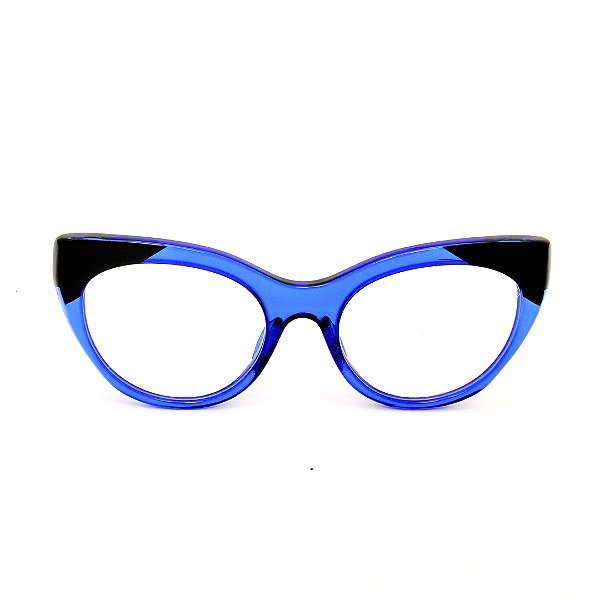 Óculos de Grau Gustavo Eyewear G65 5 azul e preto. Hastes azuis. Black November