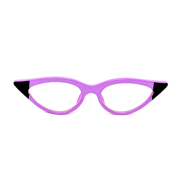 Óculos de Grau Gustavo Eyewear G11 1 Violeta e preto. Hastes pretas. Black November.
