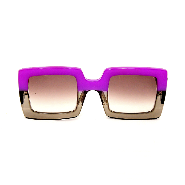 Óculos de Sol Gustavo Eyewear G01 12 Lilás e fumê. Hastes pretas e lentes marrom. Black November.