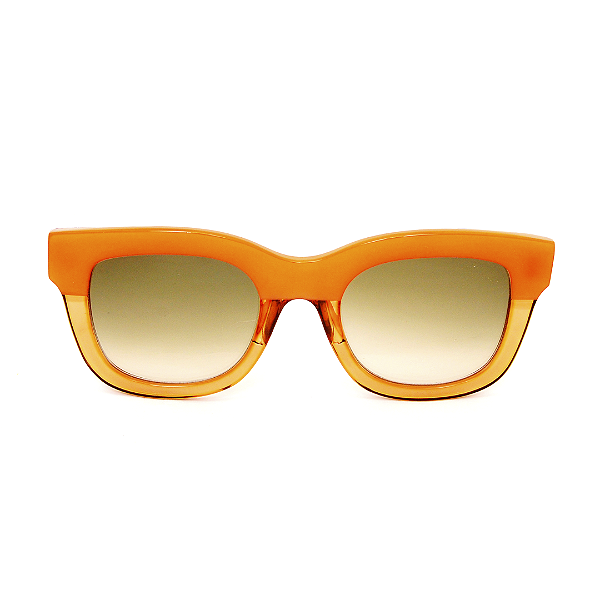 Óculos de Sol Gustavo Eyewear G57 4 Salmão e âmbar. Hastes marrom e lentes marrom.