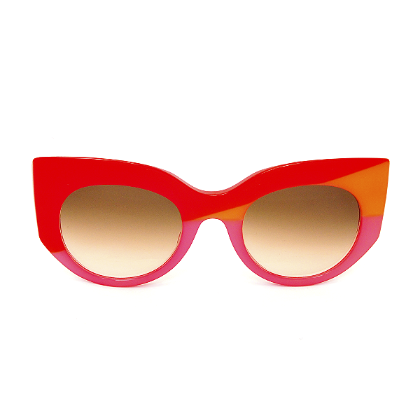 Óculos de Sol Gustavo Eyewear G13 4 Vermelho, laranja e rosa. Hastes vermelhas e lentes marrom. Origem. Black November