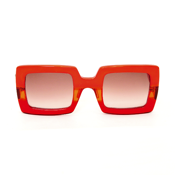 Óculos de Sol Gustavo Eyewear G01 7 Vermelho e laranja. Hastes vermelhas e lentes marrom. Black November.
