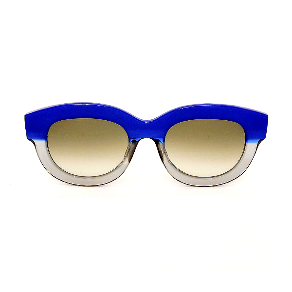 Óculos de Sol Gustavo Eyewear G12 7 Azul e fumê. Hastes pretas e lentes cinza. Black November