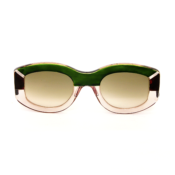Óculos de Sol Gustavo Eyewear G60 3 Verde, fumê e preto. Hastes verdes e lentes verdes. Black November.