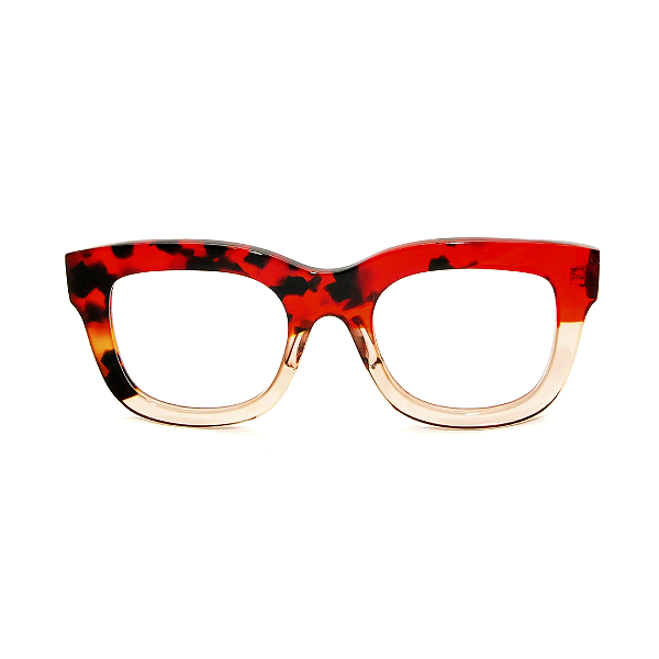 Óculos de Grau Gustavo Eyewear G57 4 Animal Print, fumê e vermelho. Novidades.