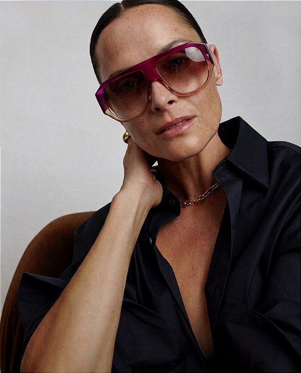 Óculos de Sol Gustavo Eyewear G171 1 Violeta e âmbar. Lentes marrom degrade. Novidades