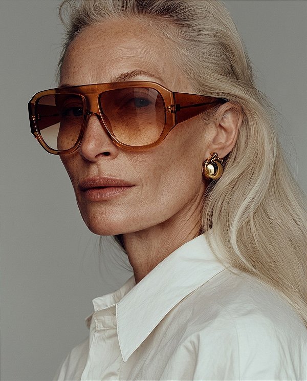 Óculos de Sol Gustavo Eyewear G171 2 Âmbar com lentes marrom degrade. Novidades