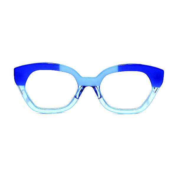 G70 — Azul | Acetato italiano Mazzucchelli, Cat-eye geométrico, fabricado à mão no Brasil. Novidades.
