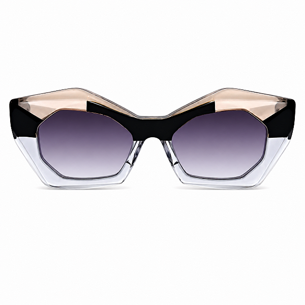 G92 — Azul, preto e âmbar | Acetato italiano Mazzucchelli, cat-eye geométrico, fabricado à mão no Brasil. Novidades