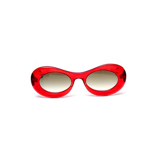 Óculos de sol Gustavo Eyewear G89 3 na cor vermelha, com as hastes em Animal Print e lentes cinza.