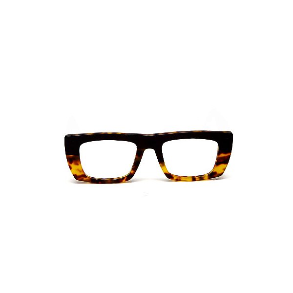Óculos de Grau Gustavo Eyewear G80 4 em Animal Print e preto, hastes pretas.