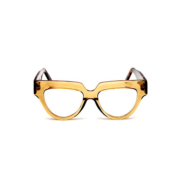 Óculos de Grau Gustavo Eyewear G40 5 na cor âmbar com as hastes em Animal Print.