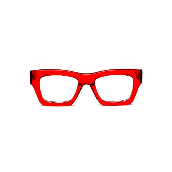 Óculos de Grau Gustavo Eyewear G64 1 na cor vermelha e hastes marrom. Modelo unisex