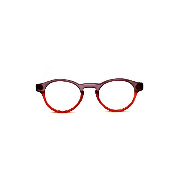Óculos de Grau Gustavo Eyewear G85 3 nas cores fumê e vermelho, hastes fumê. Modelo unisex