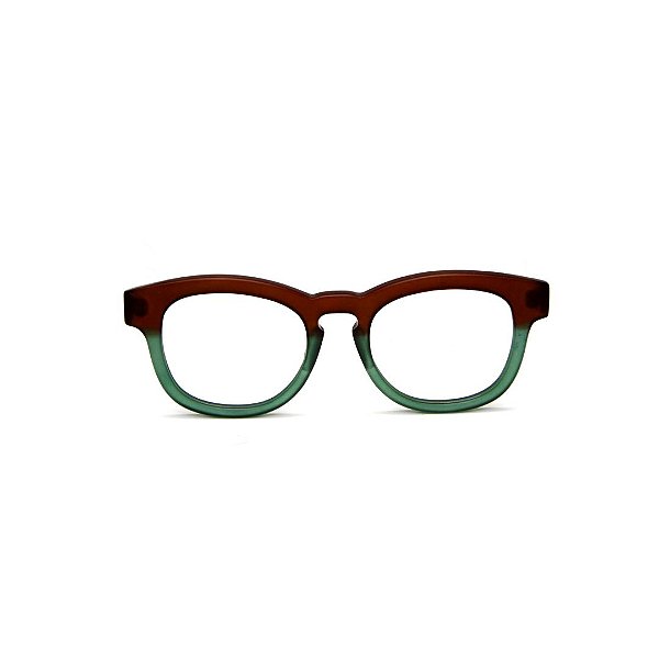Óculos de Grau Gustavo Eyewear G94 2 nas cores marrom e verde, hastes animal print.