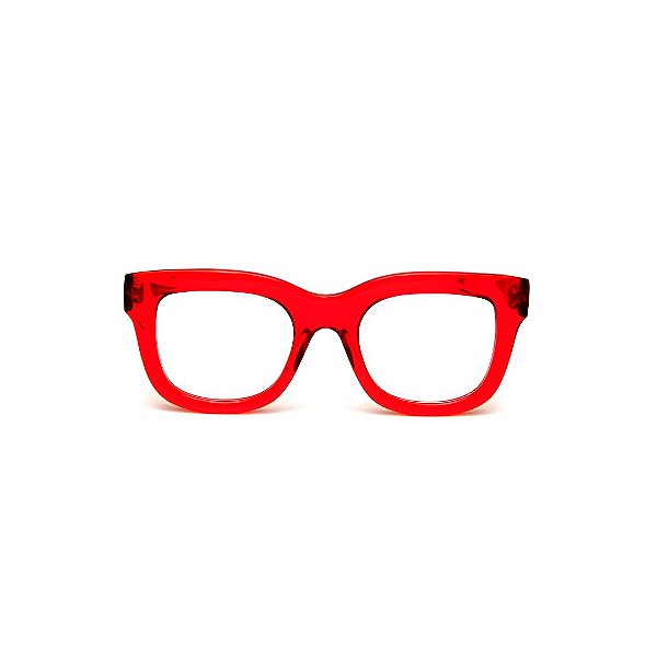 Óculos de Grau Gustavo Eyewear G57 4 na cor vermelha e hastes em Animal Print.