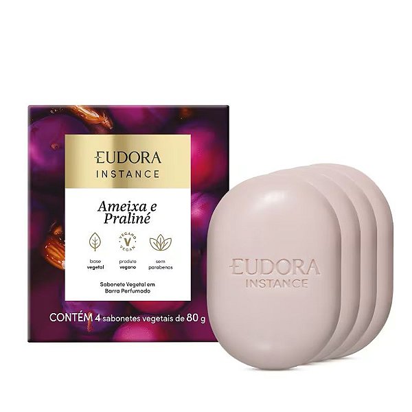 Sabonete Vegetal em Barra Perfumado Instance Ameixa e Praliné 80g 4 unidades