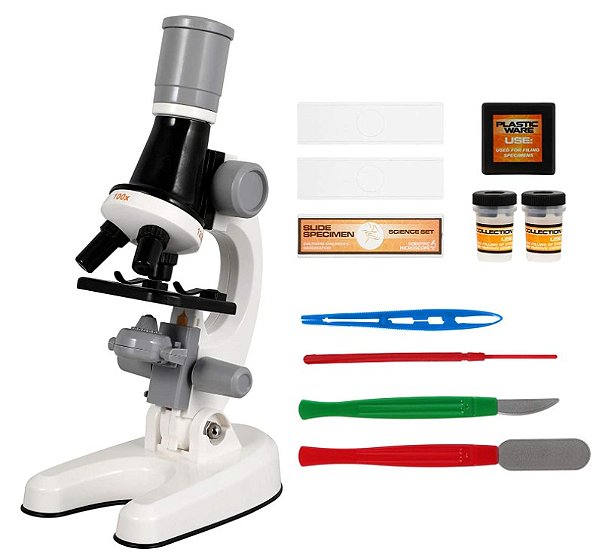 Microscópio Educacional Monocular 100x 400x 1200x