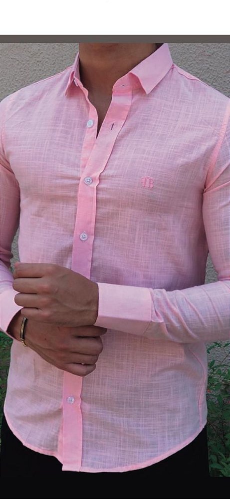 camisa social rosa