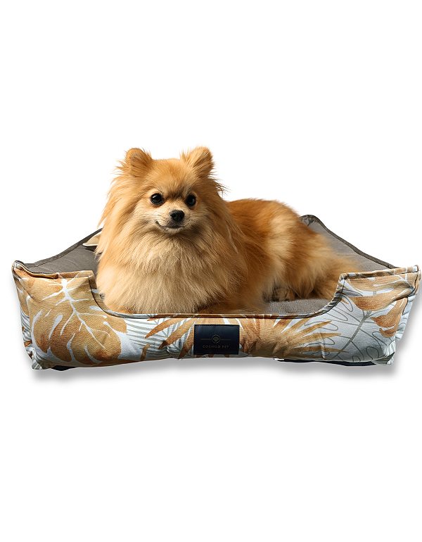 Caminha Pet Cachorro & Gato- Impermeável- Acquablock- M - Marrom Folhas