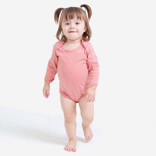 GUARDIÃO CO- BODY BEBÊ MANGA LONGA- TAMANHO M- 100% ALGODÃO- ROSA BEBÊ