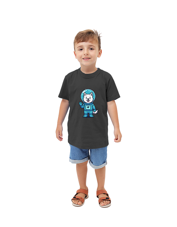 CAMISETA T-SHIRT INFÂNTIL ASTRONAUTA ZUZU- TAMANHO 10- 100% ALGODÃO 30.1- GRAFITE